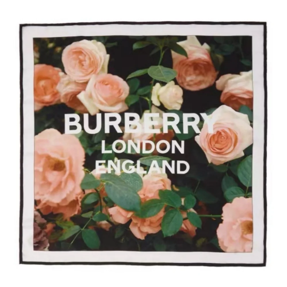 Burberry rose scarf huge square Mulberry silk twill scarf featuring roses